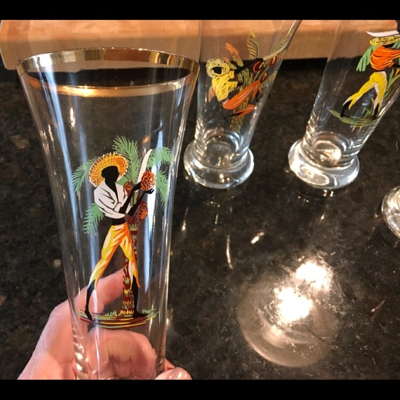 Set of 4 Caribbean vintage glasses. - Picture 3 of 5